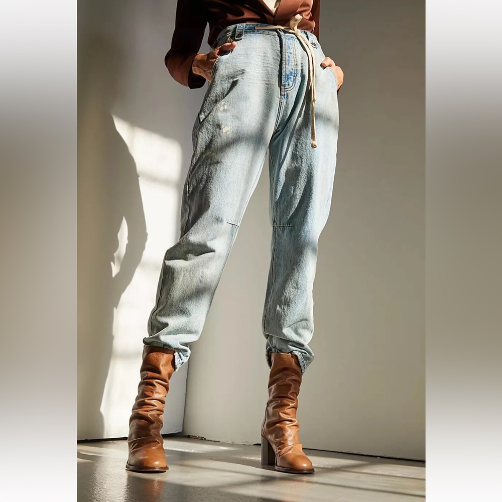 Free People ELLE Block Heeled Boots in Slouchy  Leather